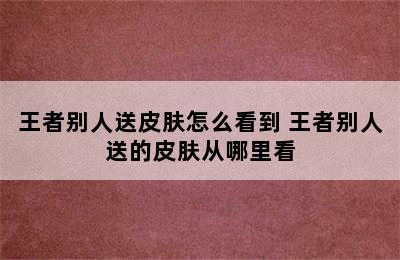 王者别人送皮肤怎么看到 王者别人送的皮肤从哪里看